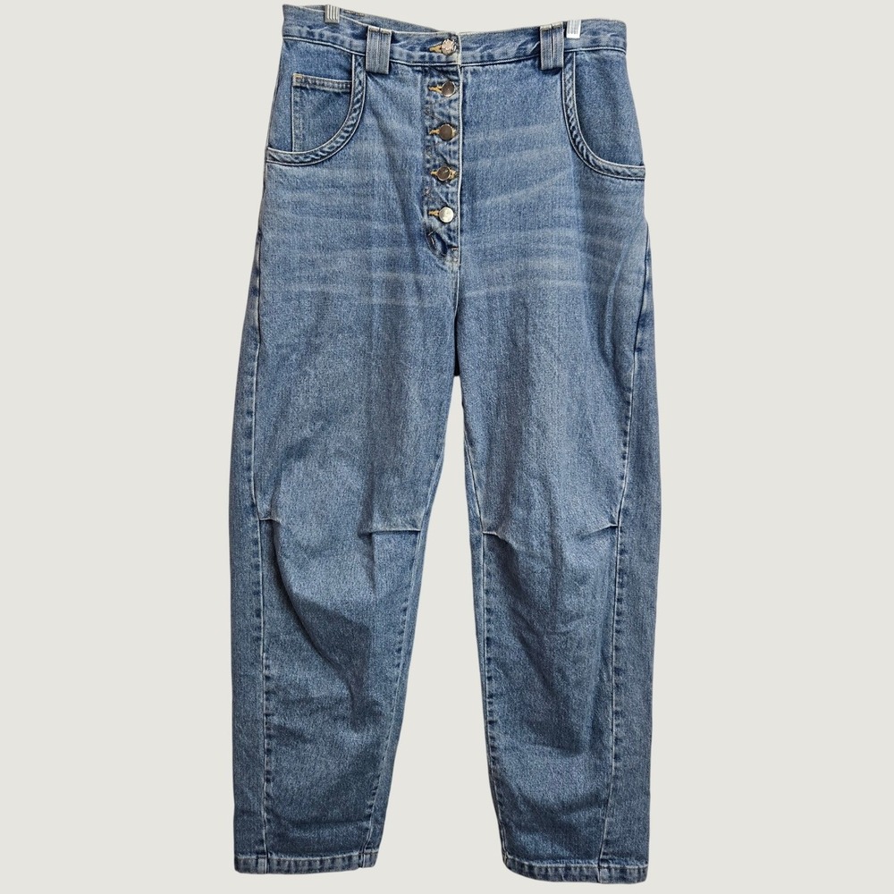 Rachel Comey Women Light Wash Denim Barrel Leg Button Fly Jeans Size 6 30x26